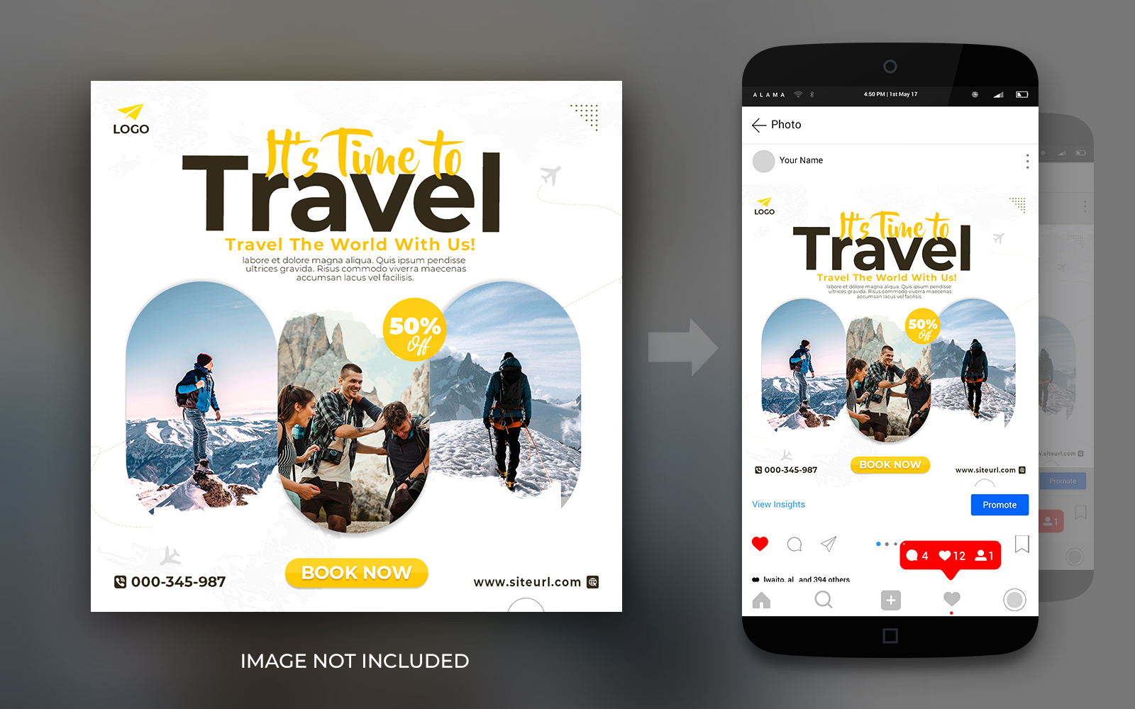 Travel Tours Dream Destination Instagram And Facebook Social Media Post Square Flyer Design Template