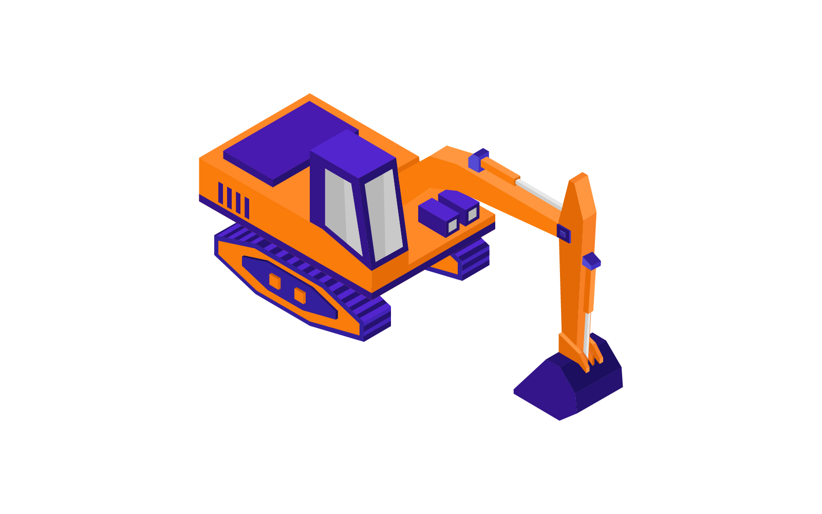Excavator illustrated in vector and colored on a  background