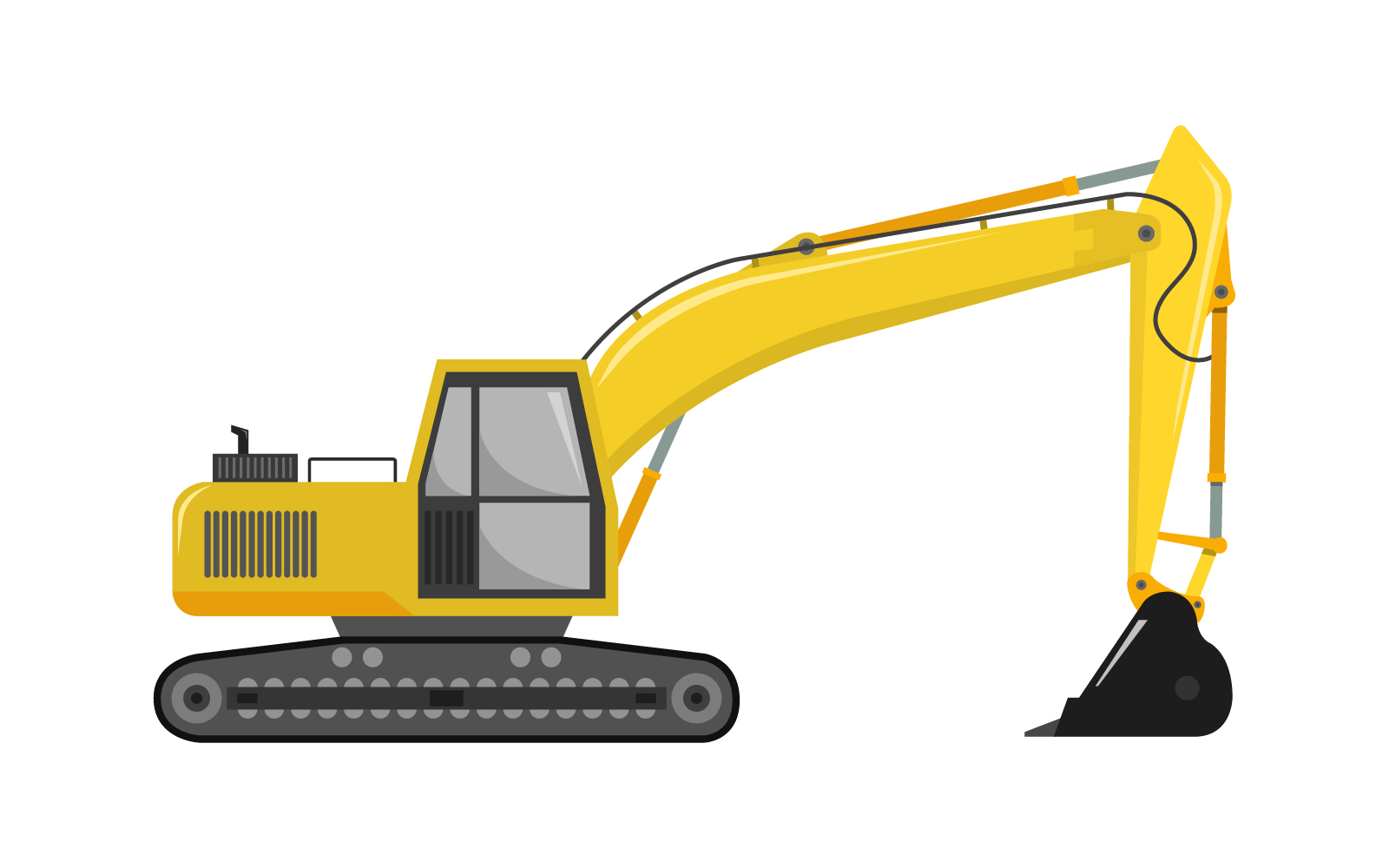 Excavator illustrated and colored on a white background