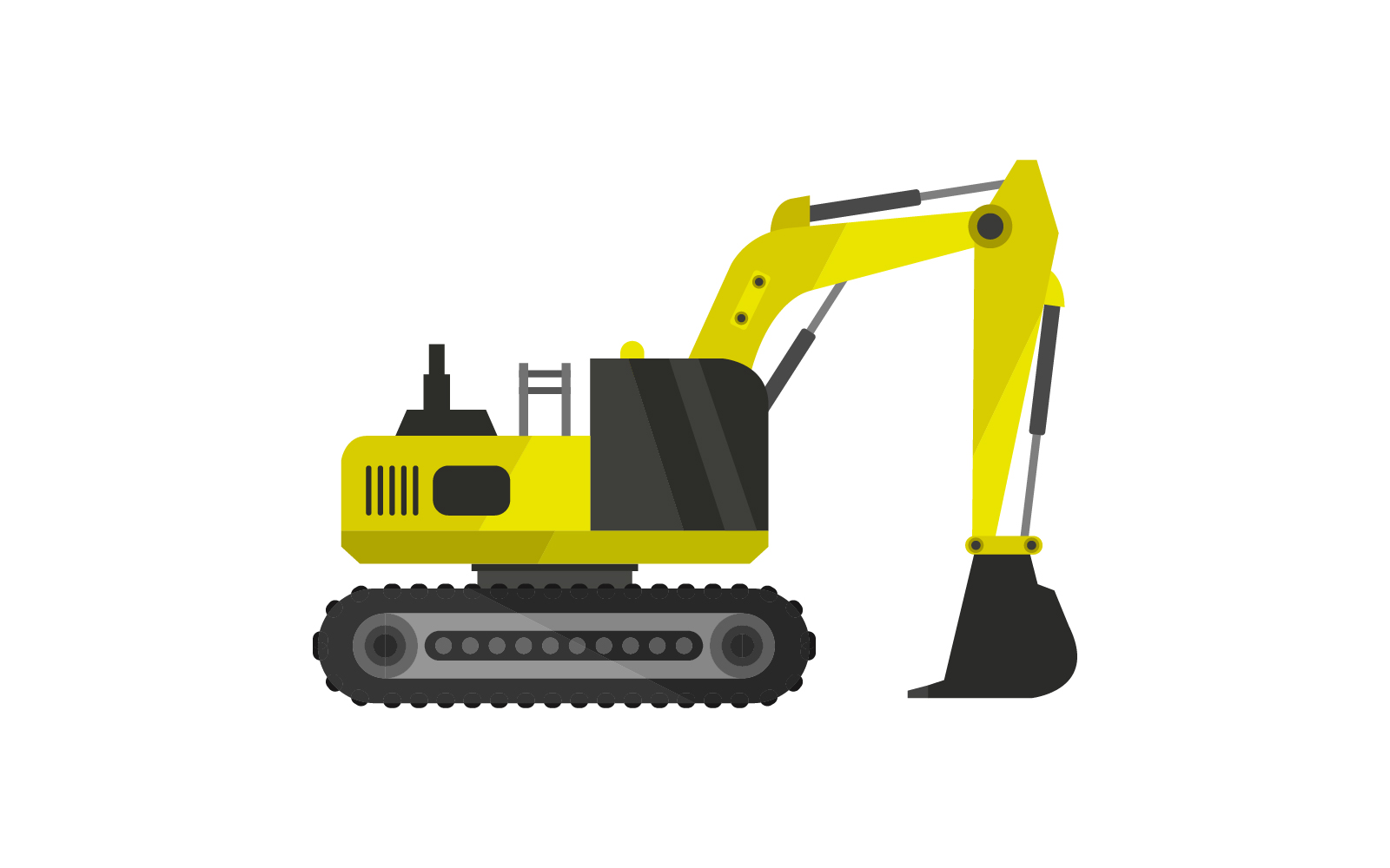 Excavator illustrated and vectorized and colored on a  background
