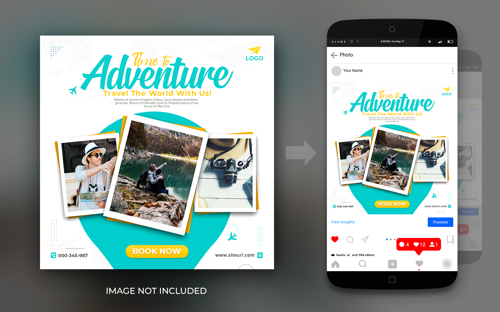 Travel The World Adventure Social Media Instagram And Facebook Post Square Flyer Design Template