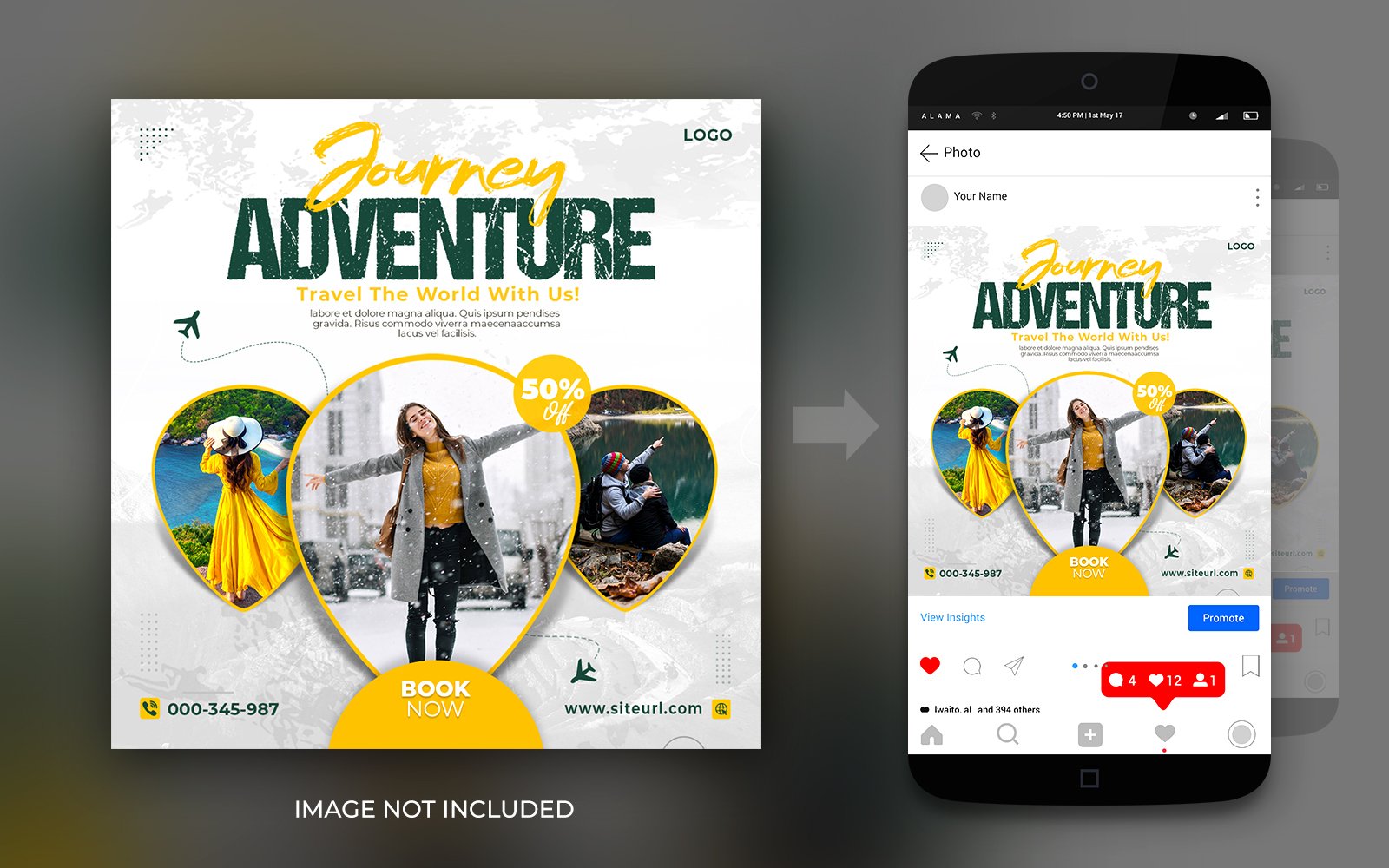 Adventure Travel And Tours Social Media Instagram And Facebook Post Square Flyer Design Template