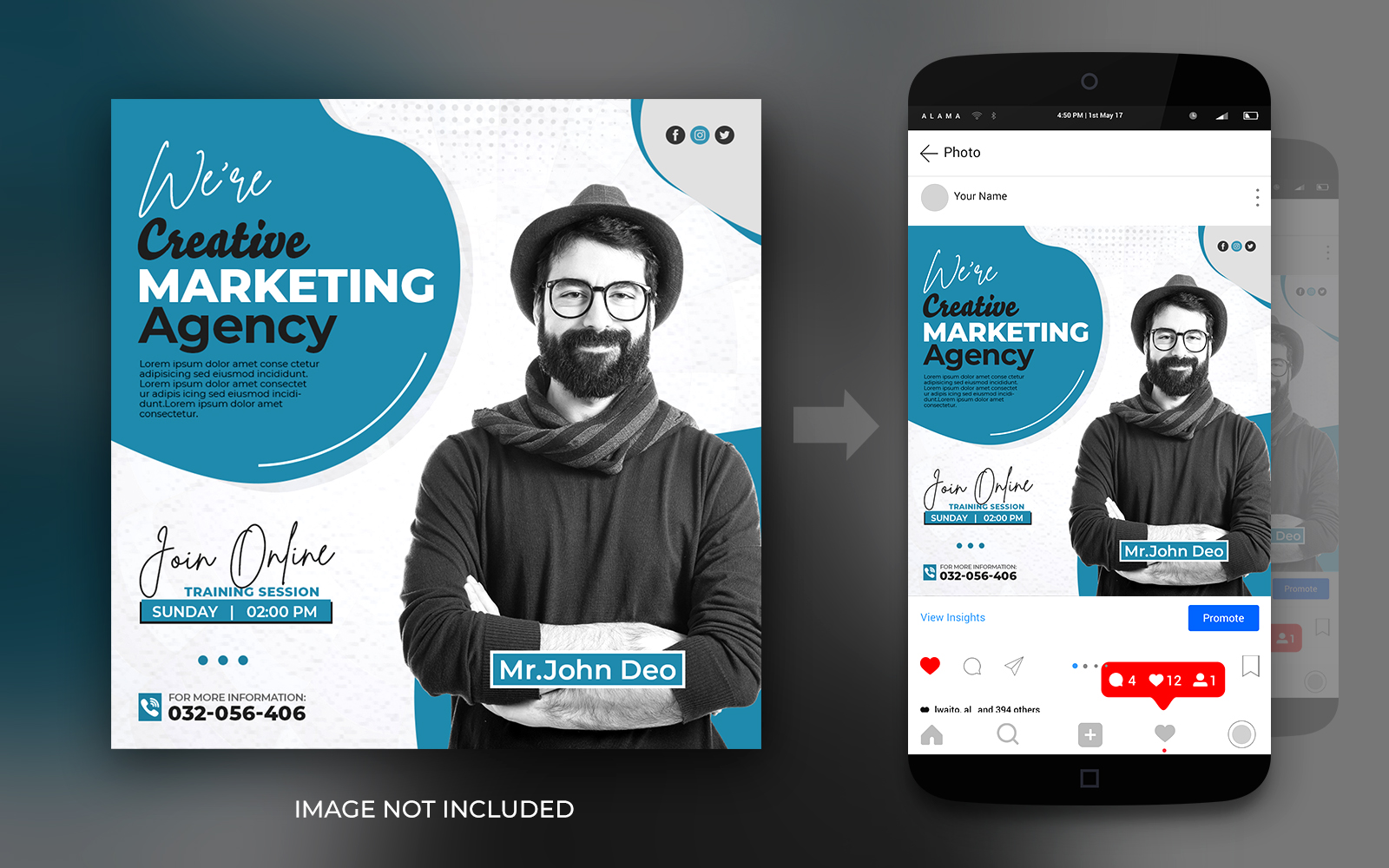 Creative Marketing Agency Or Online Webinar Instagram And Facebook Social Media Post Design Template