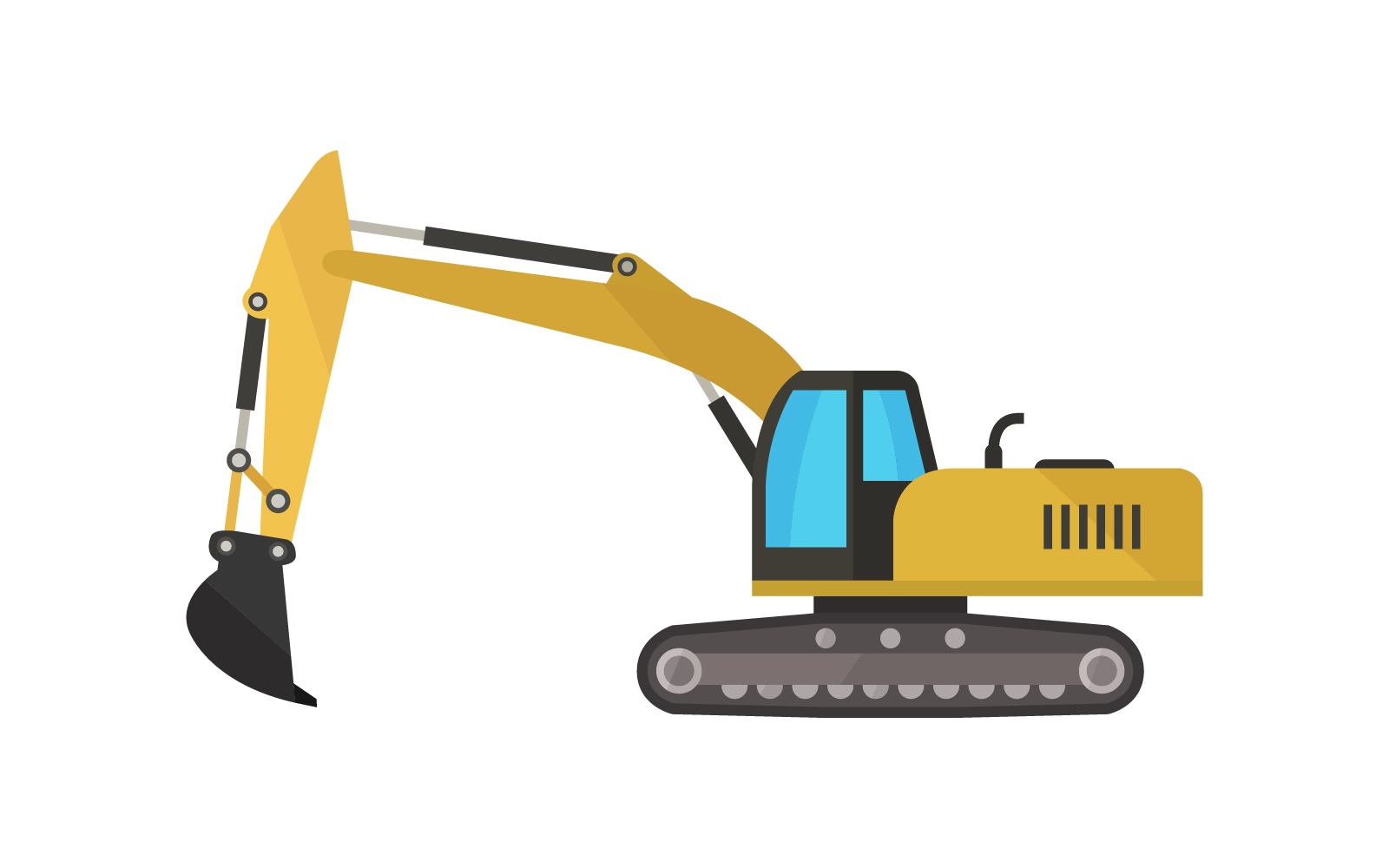 Excavator illustrated in vector on a white background