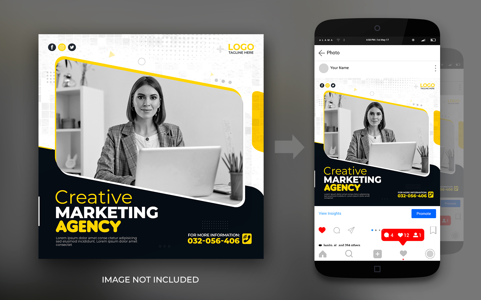 Creative Marketing Agency Live Webinar And Corporate Social Media Post Banner Flyer Design Template