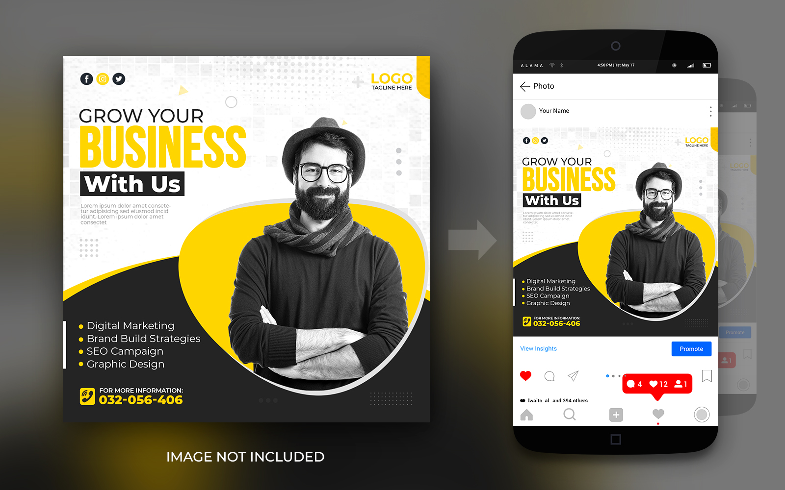 Grow Your Business Online Webinar Corporate Instagram And Facebook Social Media Post Design Template