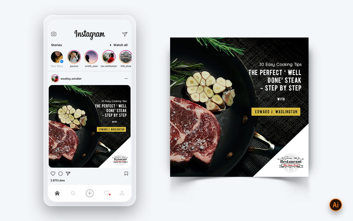 Food and Restaurant Offers Discounts Service Social Media Post Design Template-03