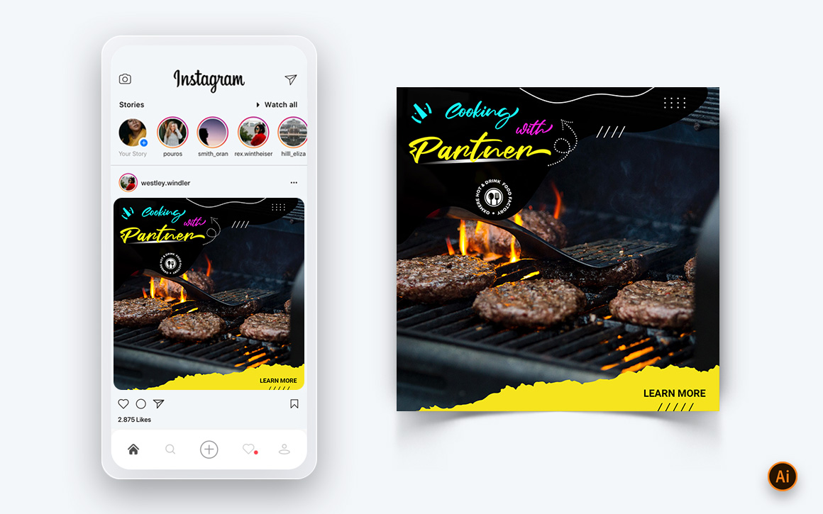 Food and Restaurant Offers Discounts Service Social Media Post Design Template-14