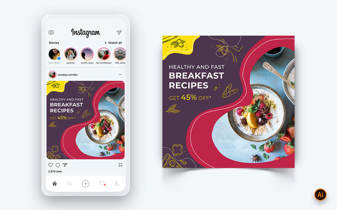 Food and Restaurant Offers Discounts Service Social Media Post Design Template-22