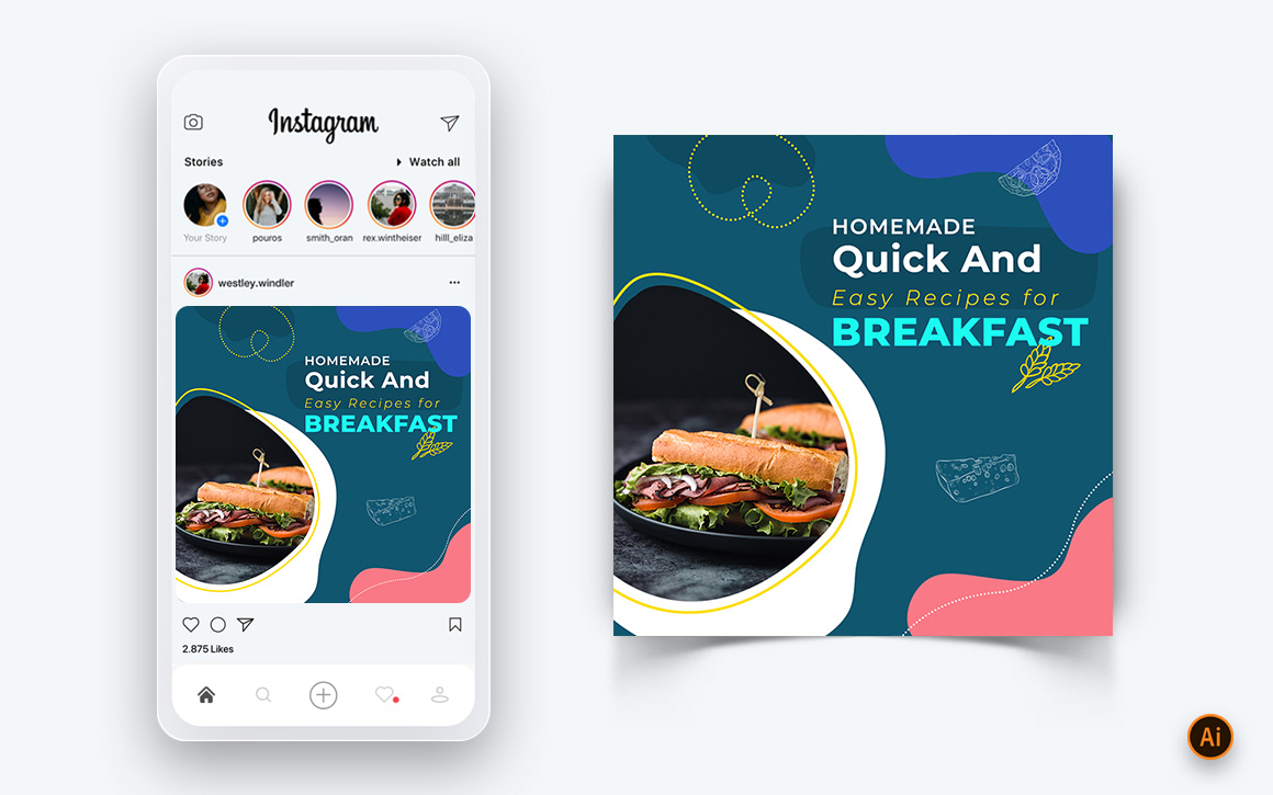 Food and Restaurant Offers Discounts Service Social Media Post Design Template-25