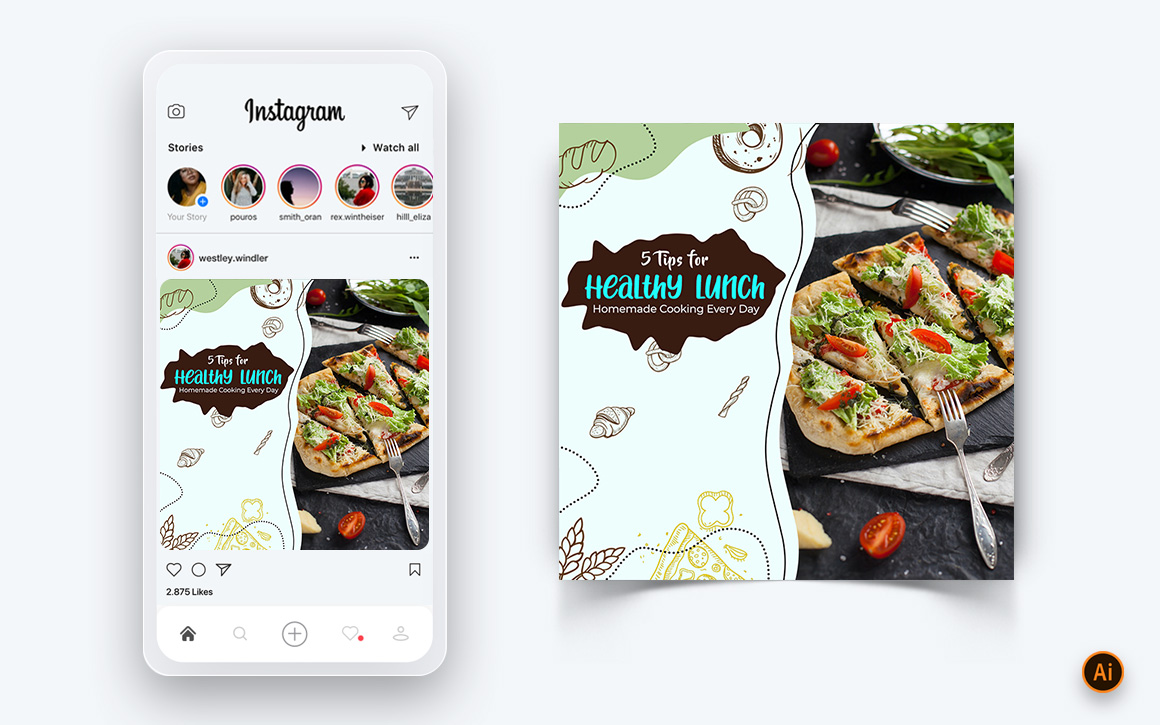 Food and Restaurant Offers Discounts Service Social Media Post Design Template-28