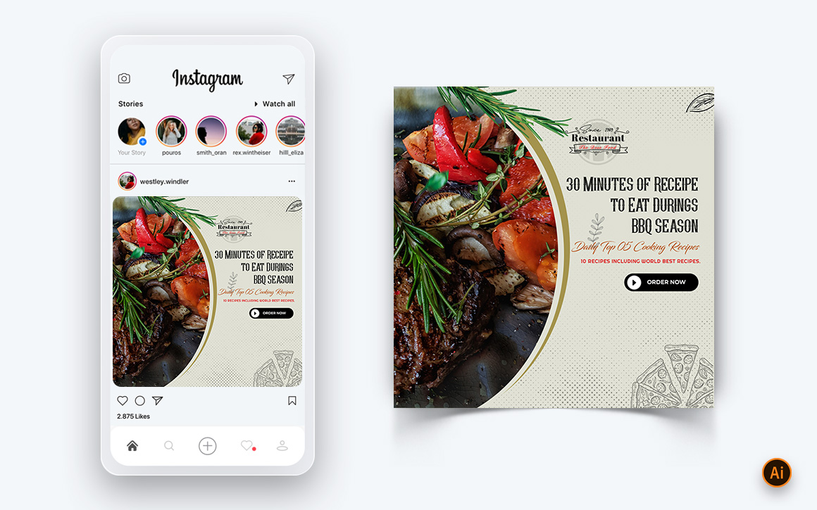 Food and Restaurant Offers Discounts Service Social Media Post Design Template-51