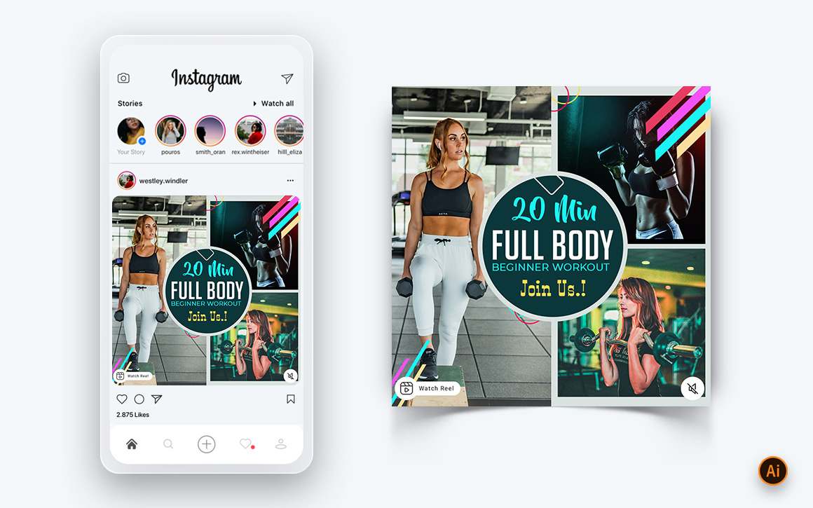 Gym and Fitness Studio Social Media Instagram Post Design Template-01