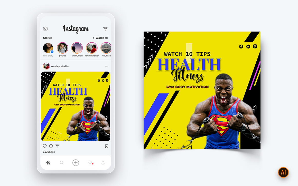 Gym and Fitness Studio Social Media Instagram Post Design Template-04