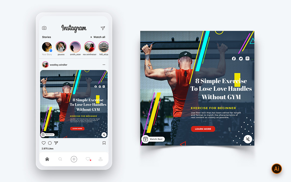 Gym and Fitness Studio Social Media Instagram Post Design Template-05