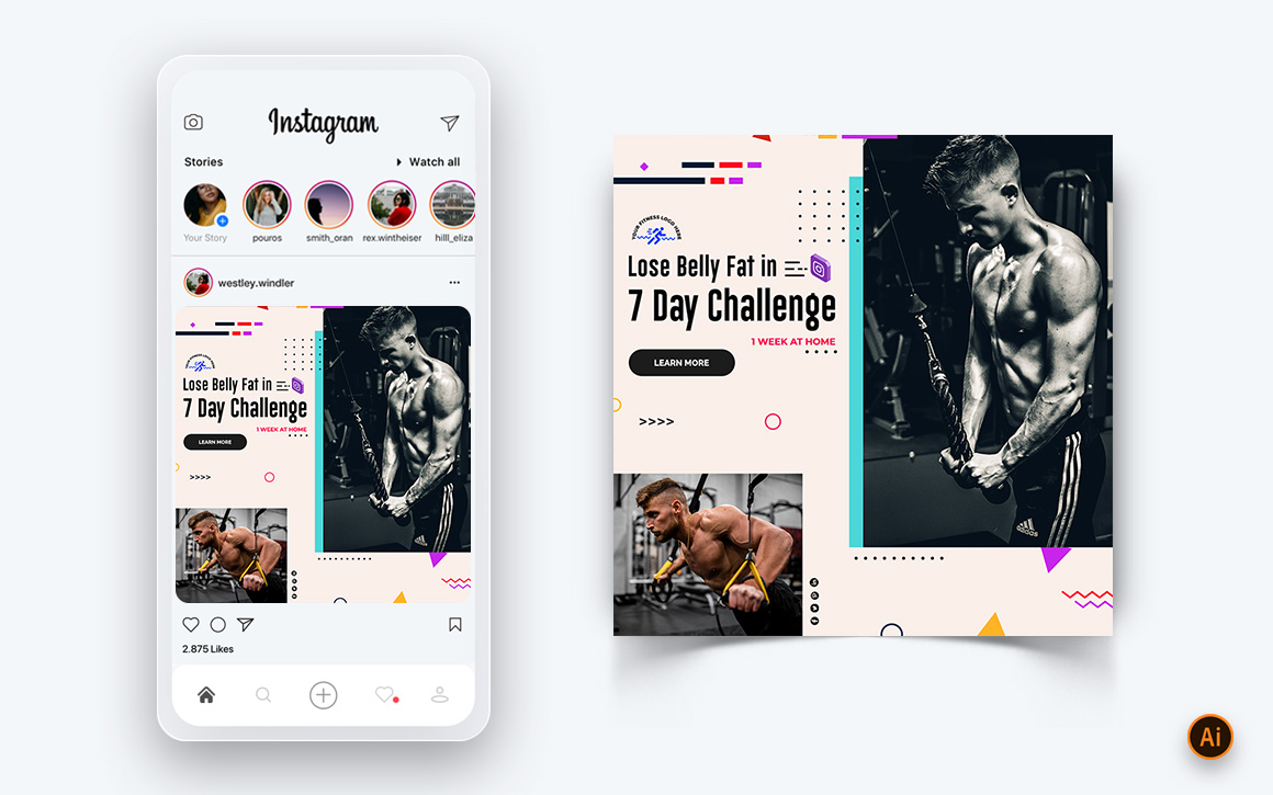Gym and Fitness Studio Social Media Instagram Post Design Template-11