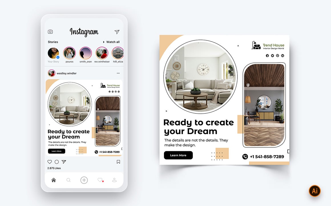 Interior Design and Furniture Social Media Instagram Post Design Template-18