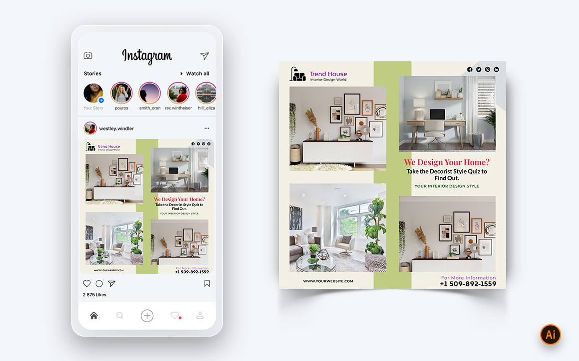 Interior Design and Furniture Social Media Instagram Post Design Template-38