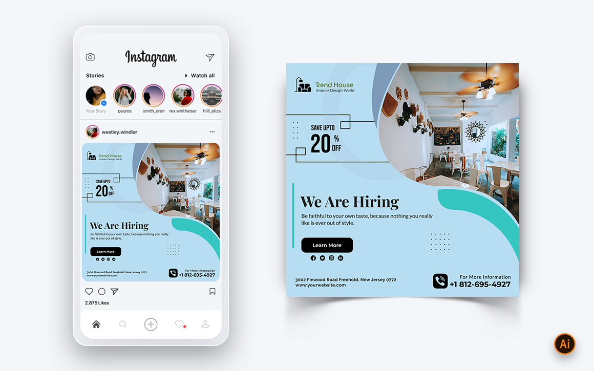 Interior Design and Furniture Social Media Instagram Post Design Template-42