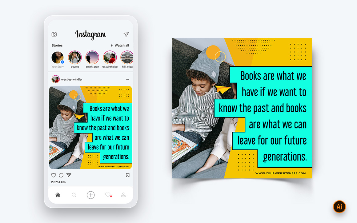 International Childrens Book Day  Social Media Instagram Post Design Template-05