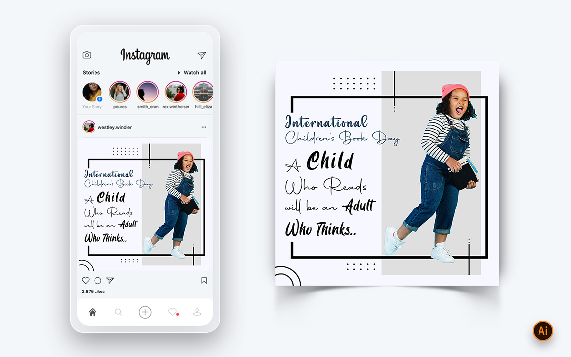 International Childrens Book Day  Social Media Instagram Post Design Template-15