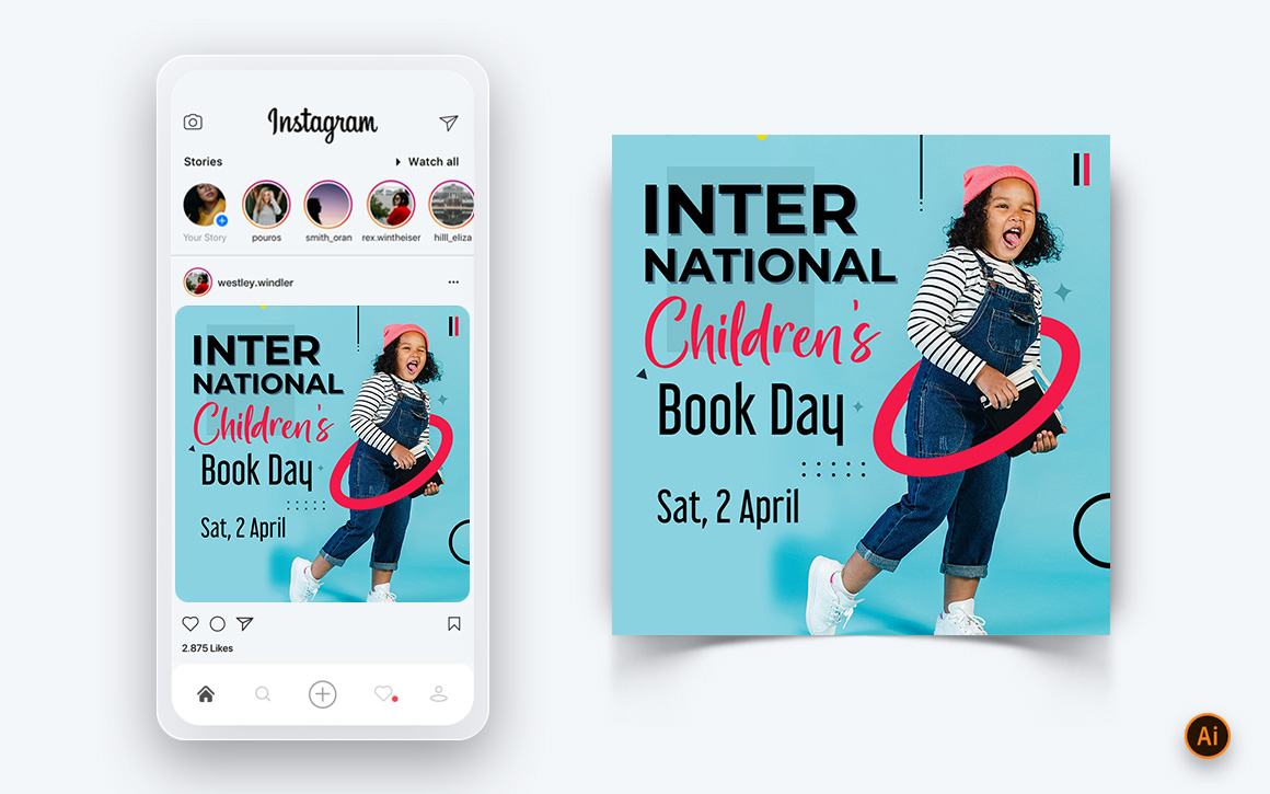 International Childrens Book Day  Social Media Instagram Post Design Template-18