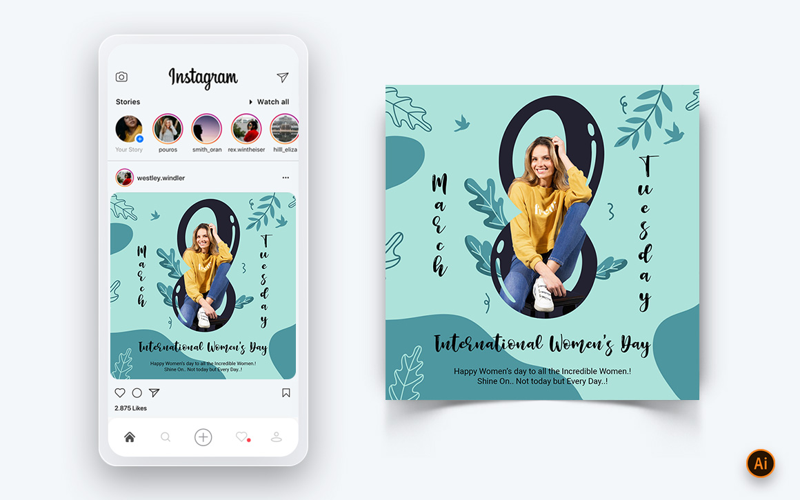 International Womens Day Social Media Instagram Post Design Template-17