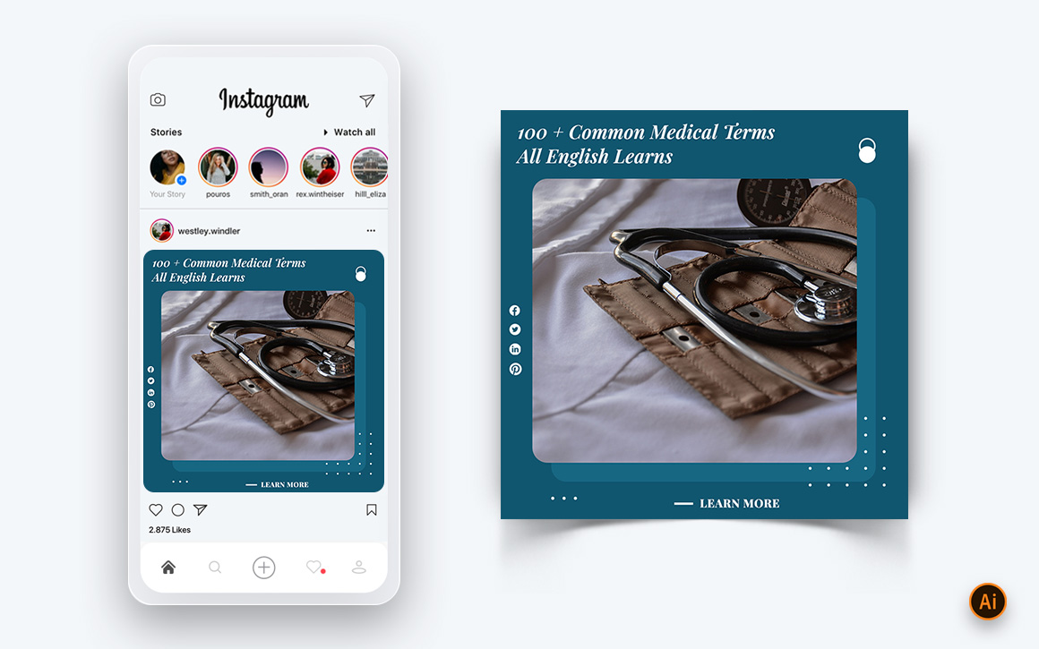 Medical and Hospital Social Media Instagram Post Design Template-04