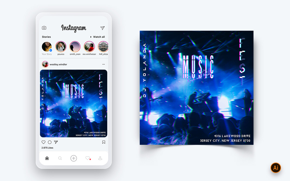 Music Night Party Social Media Instagram Post Design Template-07