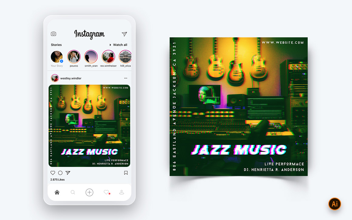 Music Night Party Social Media Instagram Post Design Template-10