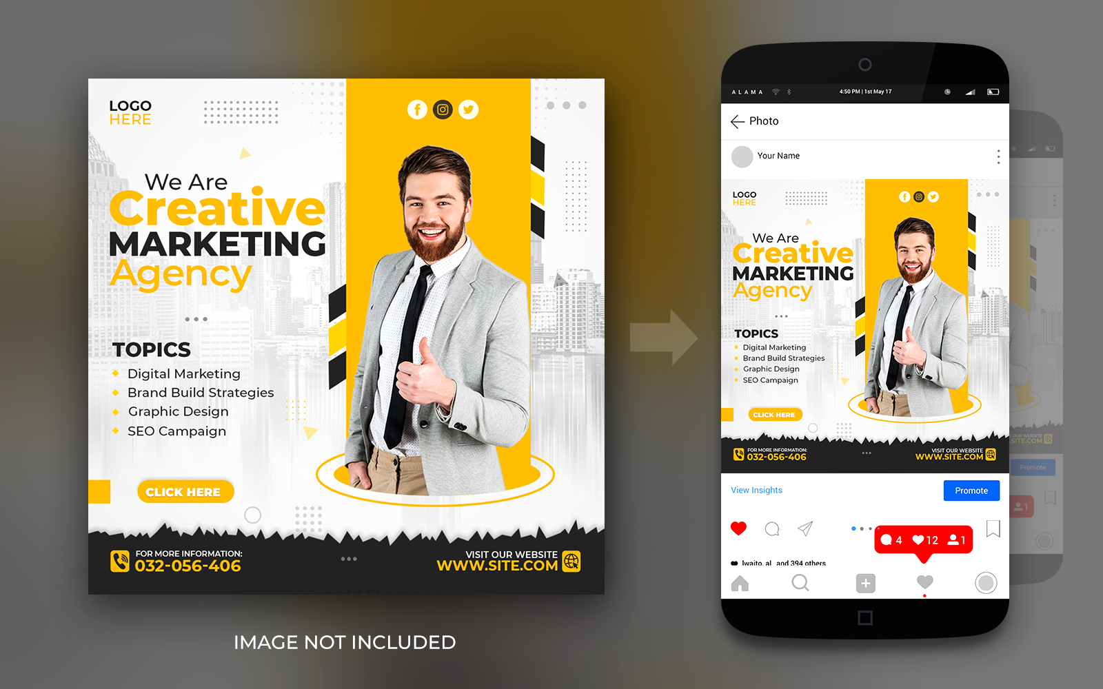 Social Media Creative Marketing Agency And Live Webinar Instagram And Facebook Post Design Template