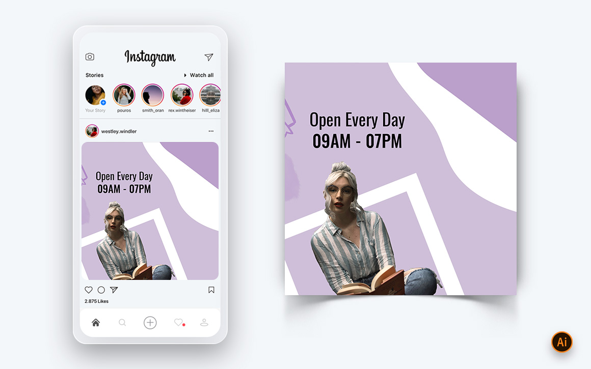 National Librarian Day Social Media Instagram Post Design Template-06