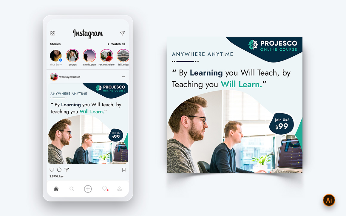 Online Course Elearning Social Media Instagram Post Design Template-01