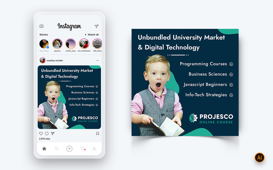 Online Course Elearning Social Media Instagram Post Design Template-05