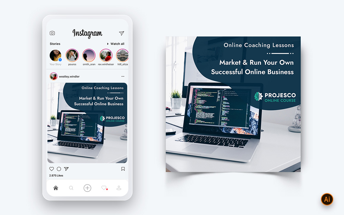 Online Course Elearning Social Media Instagram Post Design Template-06