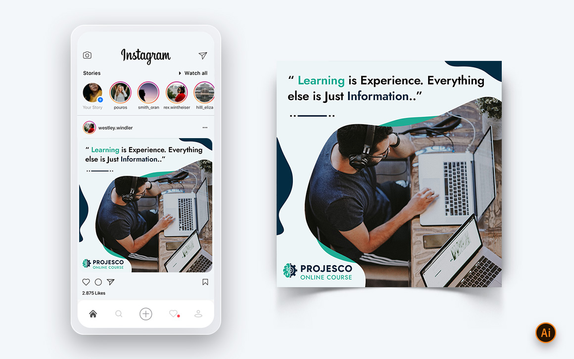 Online Course Elearning Social Media Instagram Post Design Template-07