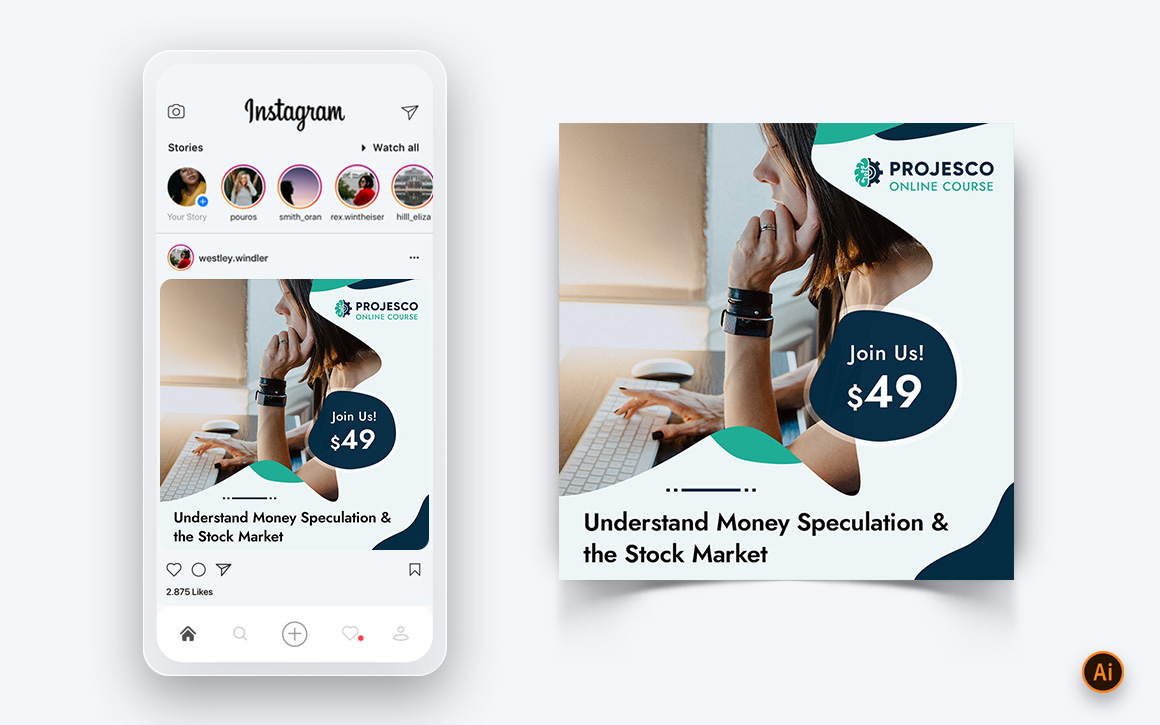 Online Course Elearning Social Media Instagram Post Design Template-08