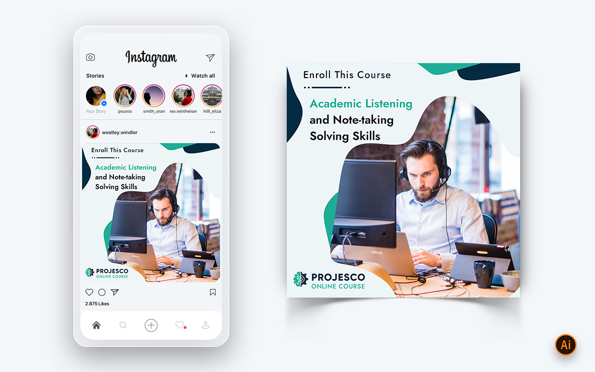 Online Course Elearning Social Media Instagram Post Design Template-09