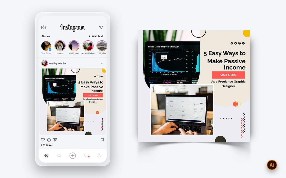 Online Money Earnings Social Media Instagram Post Design Template-06