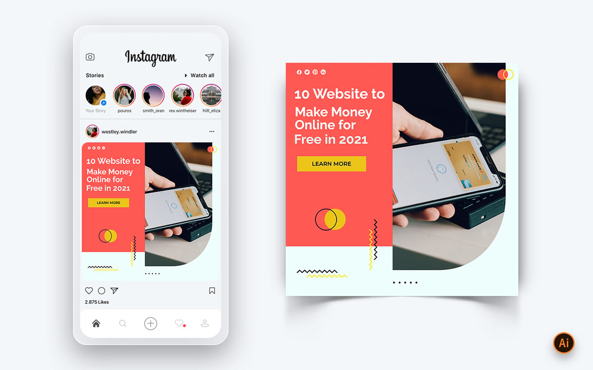 Online Money Earnings Social Media Instagram Post Design Template-07