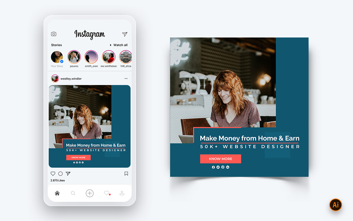 Online Money Earnings Social Media Instagram Post Design Template-10