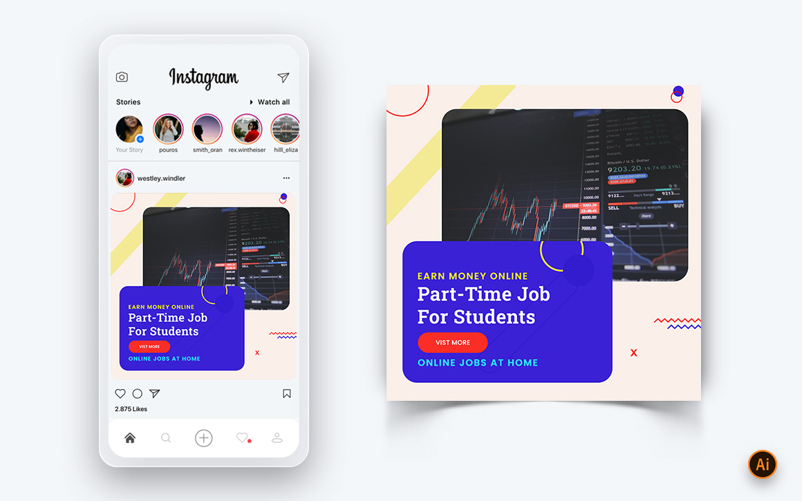 Online Money Earnings Social Media Instagram Post Design Template-14