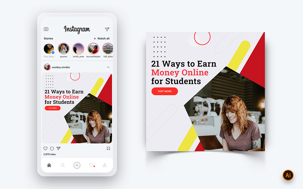 Online Money Earnings Social Media Instagram Post Design Template-16