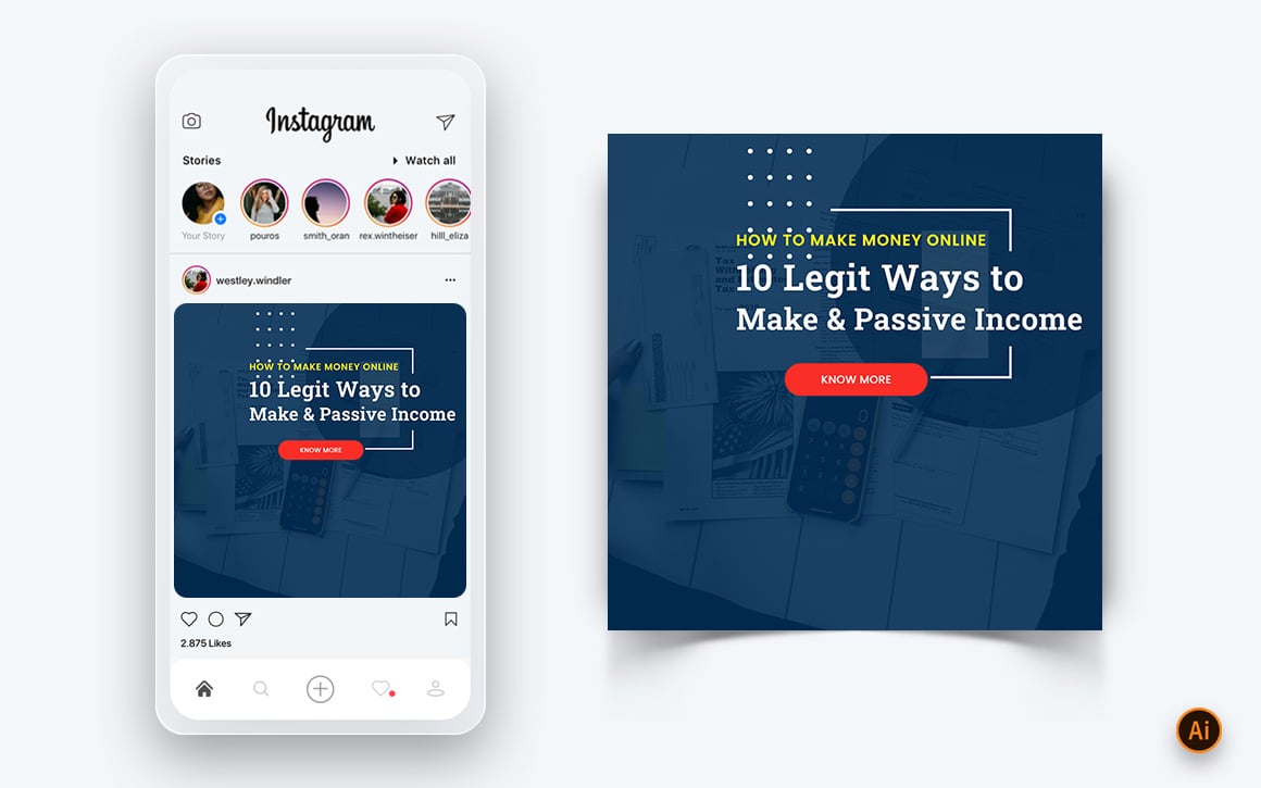 Online Money Earnings Social Media Instagram Post Design Template-18