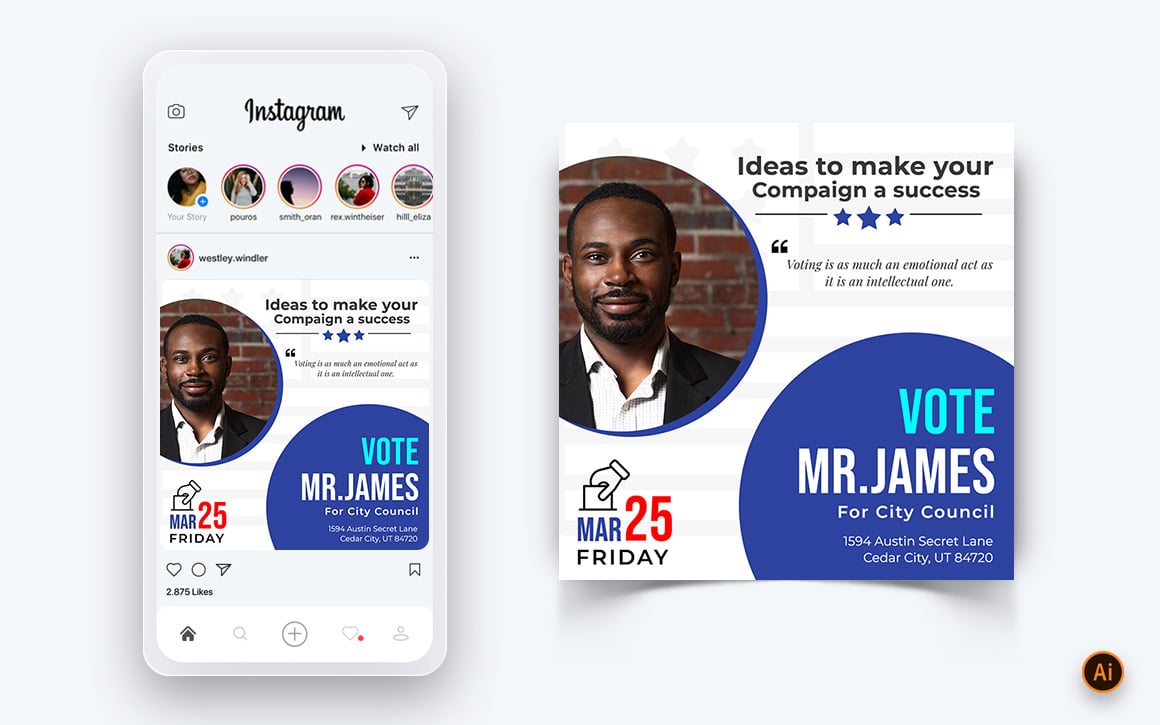 Political Campaign Social Media Instagram Post Design Template-01