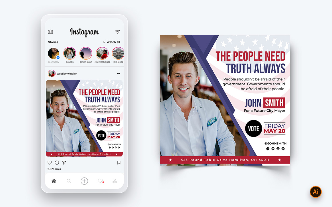 Political Campaign Social Media Instagram Post Design Template-05