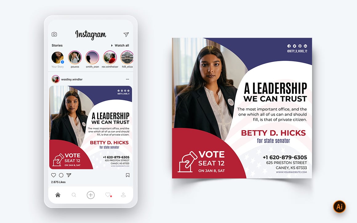 Political Campaign Social Media Instagram Post Design Template-08