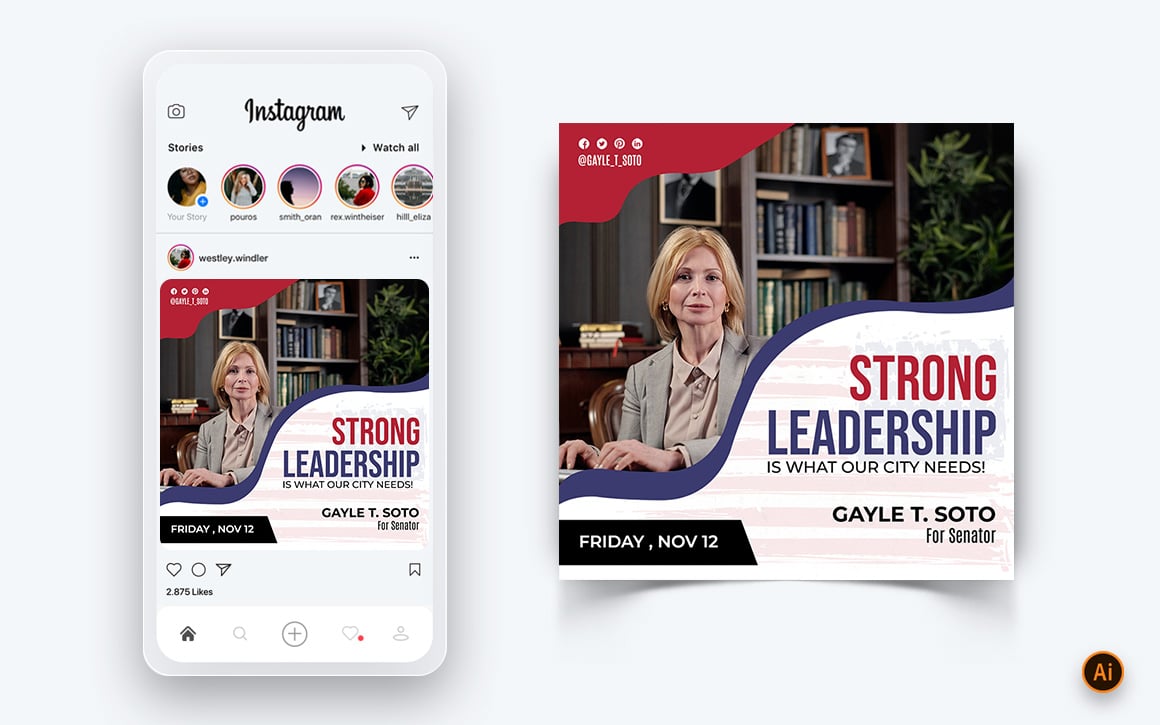 Political Campaign Social Media Instagram Post Design Template-09