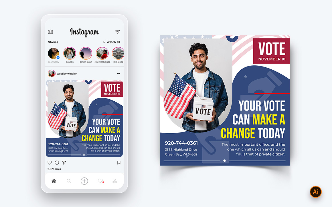 Political Campaign Social Media Instagram Post Design Template-10