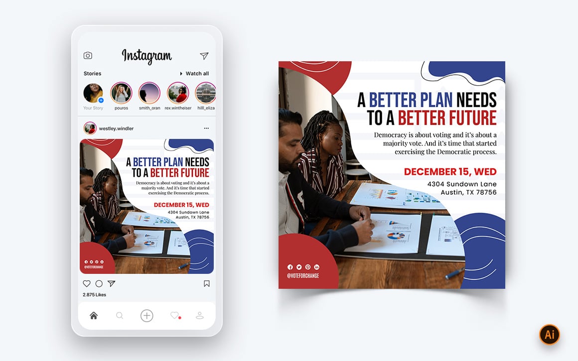 Political Campaign Social Media Instagram Post Design Template-11